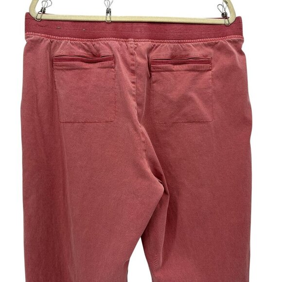 Soft Surroundings Distressed Pull On Roll Tab Straight Leg Red Pink Pants Large - Picture 6 of 9